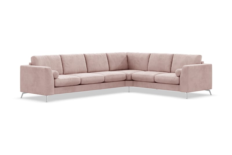 Ocean Lyx 5-seters Vendbar L-formet Hjørnesofa i Manchester - Rosa - Møbler - Sofaer - Hjørnesofaer