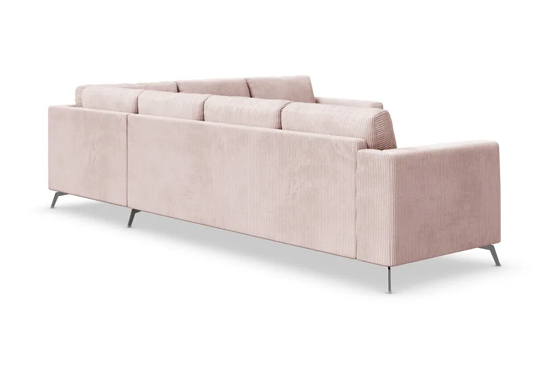 Ocean Lyx 5-seters Vendbar L-formet Hjørnesofa i Manchester - Rosa - Møbler - Sofaer - Hjørnesofaer