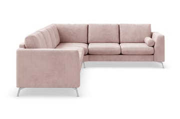 Ocean Lyx 5-seters Vendbar L-formet Hjørnesofa i Manchester - Rosa - Møbler - Sofaer - Hjørnesofaer