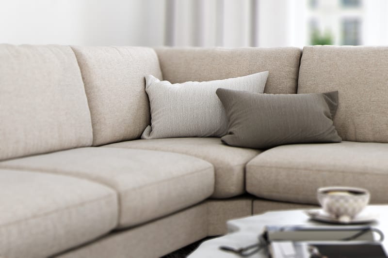 Ocean Lyx 5-seters Vendbar L-formet Hjørnesofa i Stoff - Beige - Møbler - Sofaer - Hjørnesofaer