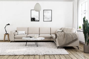 Ocean Lyx 5-seters Vendbar L-formet Hjørnesofa i Stoff - Beige - Møbler - Sofaer - Hjørnesofaer