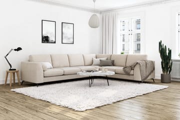 Ocean Lyx 5-seters Vendbar L-formet Hjørnesofa i Stoff - Beige - Møbler - Sofaer - Hjørnesofaer
