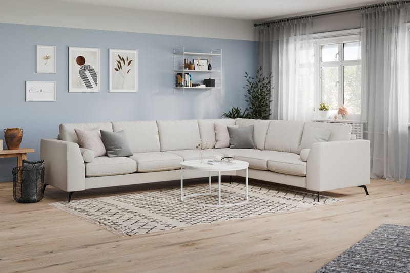 Ocean Lyx 5-seters Vendbar L-formet Hjørnesofa i Stoff - Lys grå - Møbler - Sofaer - Hjørnesofaer