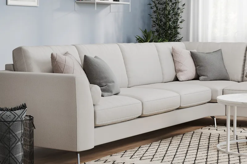 Ocean Lyx 5-seters Vendbar L-formet Hjørnesofa i Stoff - Lys grå - Møbler - Sofaer - Hjørnesofaer