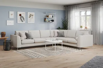 Ocean Lyx 5-seters Vendbar L-formet Hjørnesofa i Stoff - Lys grå - Møbler - Sofaer - Hjørnesofaer