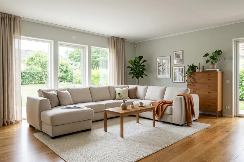 Optus 5-seters hjørnesofa med vendbar divan - Beige - Møbler - Sofaer - Hjørnesofaer - Hjørnesofa med divan