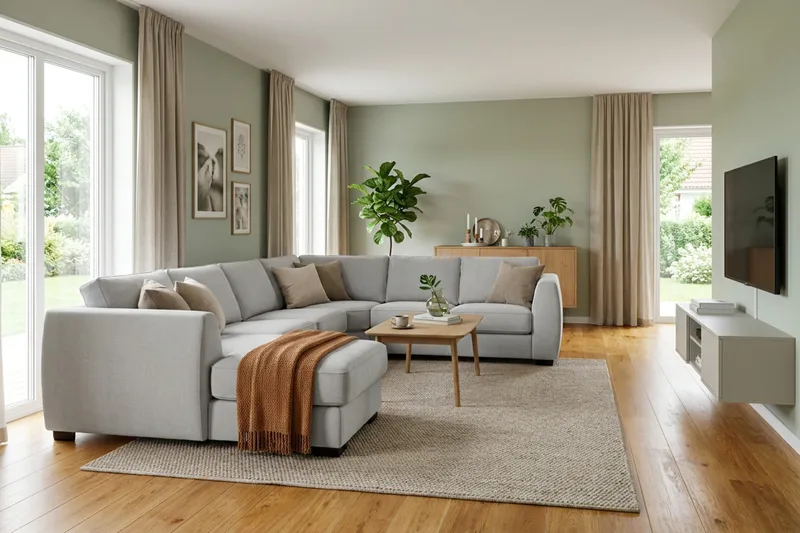 Optus 5-seters hjørnesofa med vendbar divan - Lysegrå - Møbler - Sofaer - Hjørnesofaer - Hjørnesofa med divan