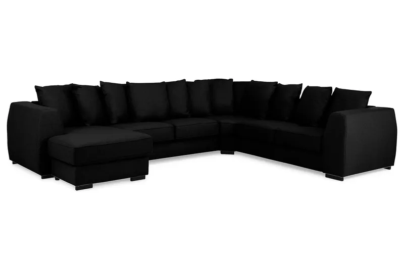 Optus 5-seters Vendbar U-formet Hjørnesofa med Divan i Stoff - Svart - Møbler - Sofaer - Hjørnesofaer - Hjørnesofa med divan