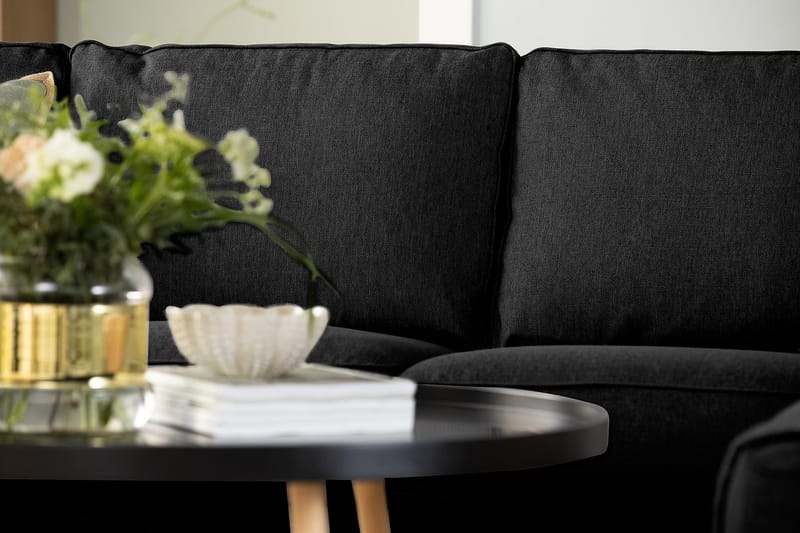 Optus 5-seters Venstrevendt L-formet Hjørnesofa i Stoff - Svart - Møbler - Sofaer - Hjørnesofaer