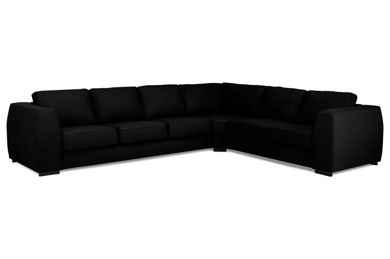 Optus 5-seters Venstrevendt L-formet Hjørnesofa i Stoff - Svart - Møbler - Sofaer - Hjørnesofaer