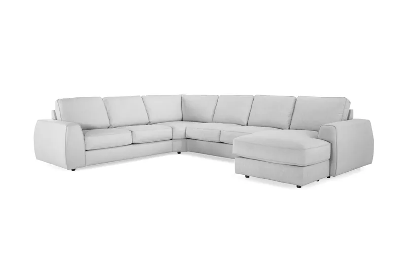 Optus Lyx 5-seters Høyrevendt U-formet Hjørnesofa med Divan i Stoff - Grå - Møbler - Sofaer - Hjørnesofaer - Hjørnesofa med divan