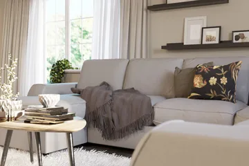 Optus Lyx 5-seters Høyrevendt U-formet Hjørnesofa med Divan i Stoff - Grå - Møbler - Sofaer - Hjørnesofaer - Hjørnesofa med divan