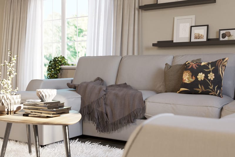 Optus Lyx 5-seters Høyrevendt U-formet Hjørnesofa med Divan i Stoff - Grå - Møbler - Sofaer - Hjørnesofaer - Hjørnesofa med divan