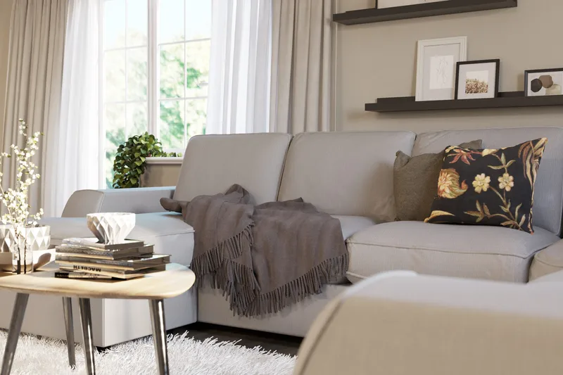 Optus Lyx 5-seters Høyrevendt U-formet Hjørnesofa med Divan i Stoff - Grå - Møbler - Sofaer - Hjørnesofaer - Hjørnesofa med divan