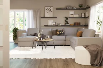 Optus Lyx 5-seters Høyrevendt U-formet Hjørnesofa med Divan i Stoff - Grå - Møbler - Sofaer - Hjørnesofaer - Hjørnesofa med divan