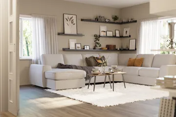 Optus Lyx 5-seters Høyrevendt U-formet Hjørnesofa med Divan i Stoff - Lys grå - Møbler - Sofaer - Hjørnesofaer - Hjørnesofa med divan