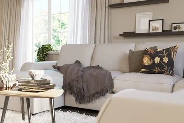 Optus Lyx 5-seters Høyrevendt U-formet Hjørnesofa med Divan i Stoff - Lys grå - Møbler - Sofaer - Hjørnesofaer - Hjørnesofa med divan