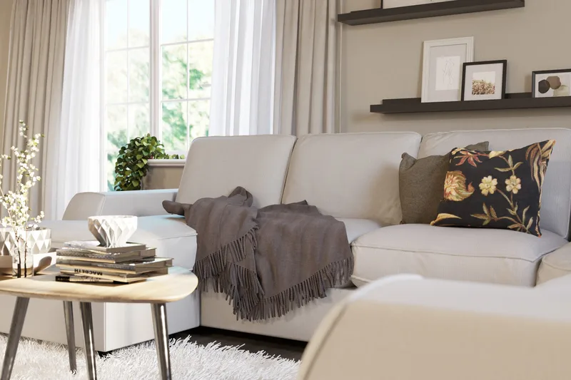 Optus Lyx 5-seters Høyrevendt U-formet Hjørnesofa med Divan i Stoff - Lys grå - Møbler - Sofaer - Hjørnesofaer - Hjørnesofa med divan