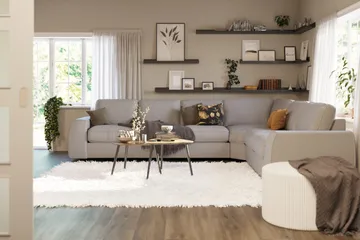 Optus Lyx 5-seters Vendbar L-formet Hjørnesofa i Stoff - Grå - Møbler - Sofaer - Hjørnesofaer