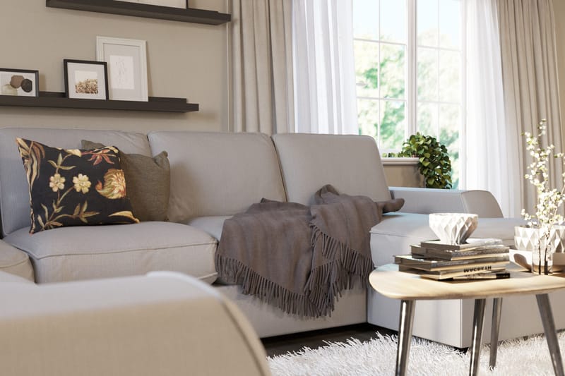 Optus Lyx 5-seters Venstrevendt U-formet Hjørnesofa med Divan i Stoff - Grå - Møbler - Sofaer - Hjørnesofaer - Hjørnesofa med divan