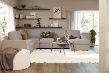 Optus Lyx 5-seters Venstrevendt U-formet Hjørnesofa med Divan i Stoff - Grå - Møbler - Sofaer - Hjørnesofaer - Hjørnesofa med divan