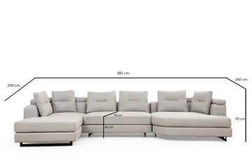 Pavdova Hjørnesofa 4-seter - Lysegrå - Møbler - Sofaer - Sofaer med sjeselong - 4 seters sofa med divan