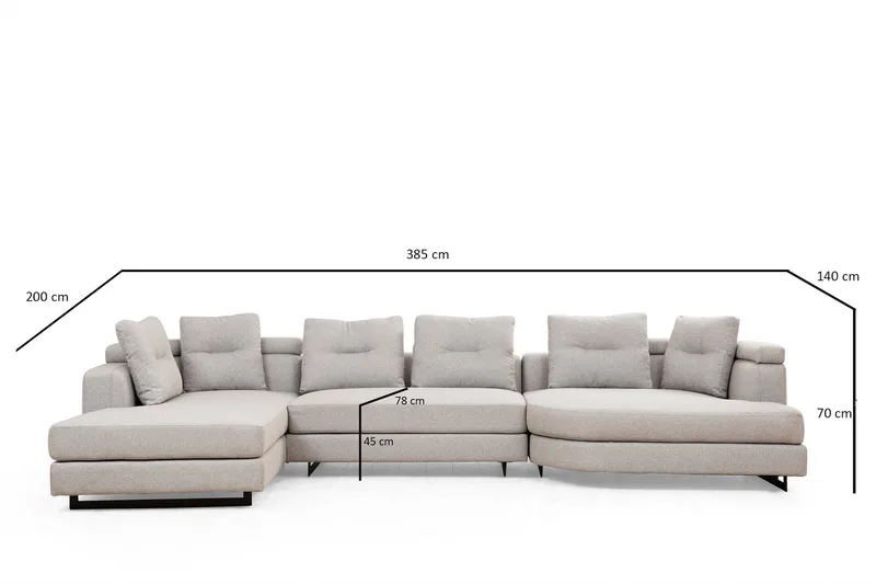 Pavdova Hjørnesofa 4-seter - Lysegrå - Møbler - Sofaer - Sofaer med sjeselong - 4 seters sofa med divan