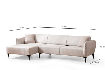 Rossland Divansofa 3-seters - Hvit - Møbler - Sofaer - Hjørnesofaer - Hjørnesofa med divan