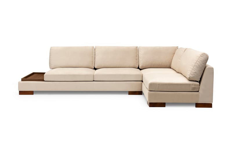 Sofa med Sjeselong Nathalie m Krakk Høyre - Beige/Natur - Hjørnesofaer