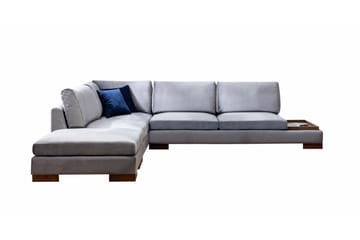 Sofa med sjeselong Nathalie med krakk Venstre - Mørkegrå/Natur - Møbler - Sofaer - Hjørnesofaer