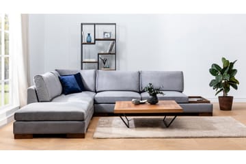 Sofa med sjeselong Nathalie med krakk Venstre - Mørkegrå/Natur - Møbler - Sofaer - Hjørnesofaer