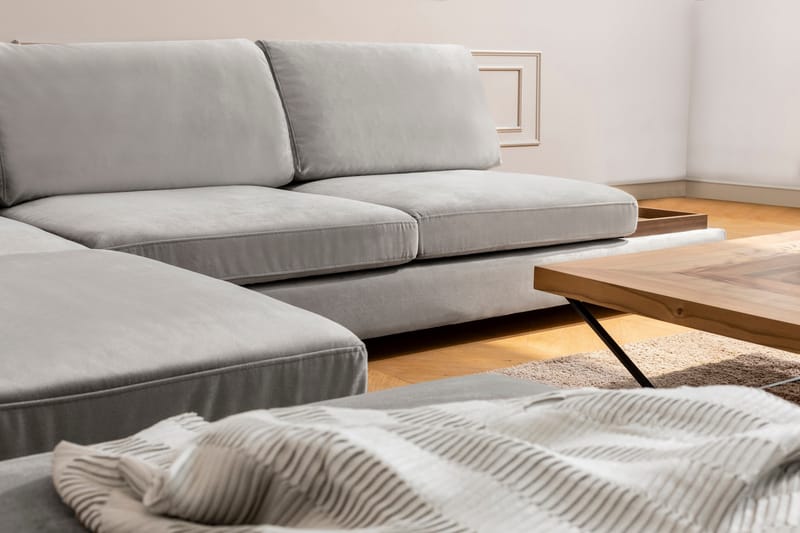 Sofa med Sjeselong Nathalie Venstre - Lysegrå/Natur - Møbler - Sofaer - Hjørnesofaer