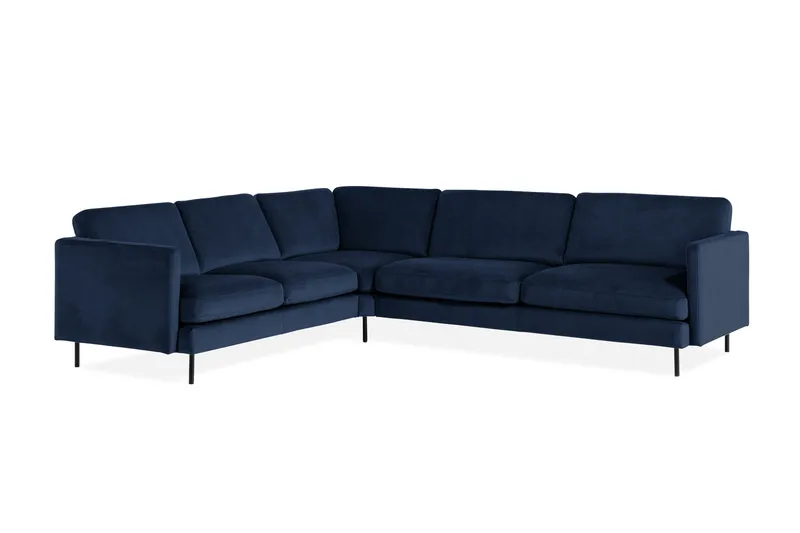 Teodin Hjørnesofa Fløyel - Blå - Møbler - Sofaer - Hjørnesofaer