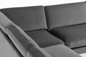 Teodin Hjørnesofa Fløyel - Lysegrå - Møbler - Sofaer - Hjørnesofaer