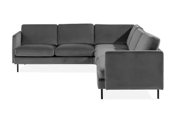 Teodin Hjørnesofa Fløyel - Lysegrå - Møbler - Sofaer - Hjørnesofaer
