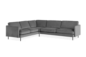 Teodin Hjørnesofa Fløyel - Lysegrå - Møbler - Sofaer - Hjørnesofaer