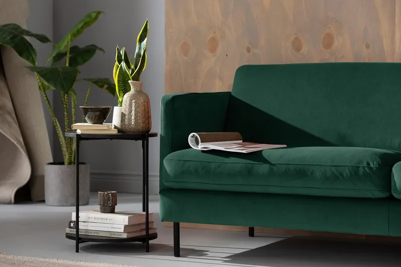 Teodin Hjørnesofa Large Fløyel - Grønn - Møbler - Sofaer - Hjørnesofaer