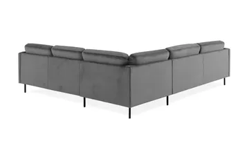 Teodin Hjørnesofa Large Fløyel - Lysegrå - Møbler - Sofaer - Hjørnesofaer