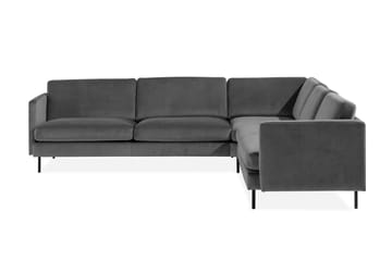 Teodin Hjørnesofa Large Fløyel - Lysegrå - Møbler - Sofaer - Hjørnesofaer