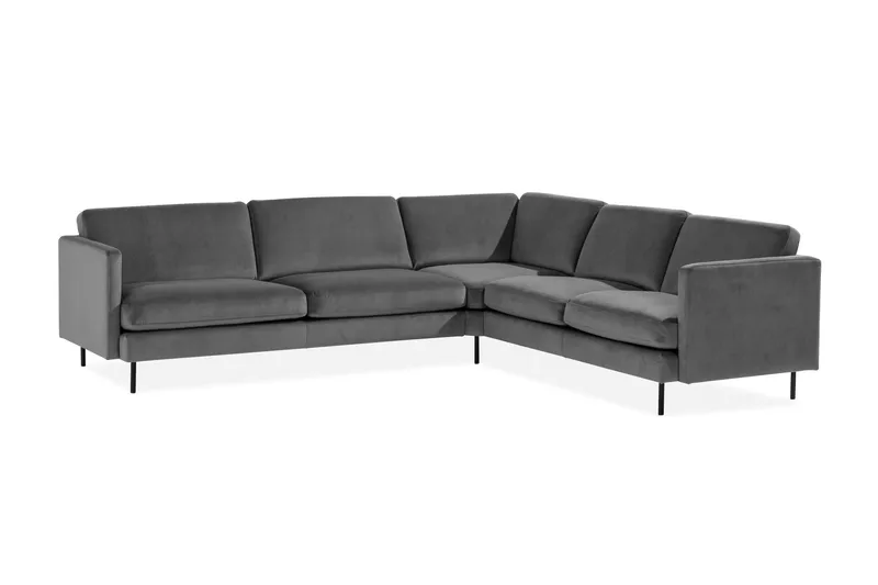 Teodin Hjørnesofa Large Fløyel - Lysegrå - Møbler - Sofaer - Hjørnesofaer