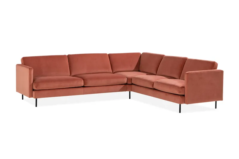 Teodin Hjørnesofa Large Fløyel - Rosa - Møbler - Sofaer - Hjørnesofaer