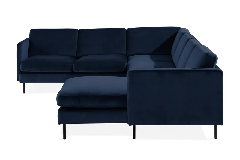 Teodin Hjørnesofa med Divan Høyre Fløyel - Blå - Møbler - Sofaer - Hjørnesofaer - Hjørnesofa med divan