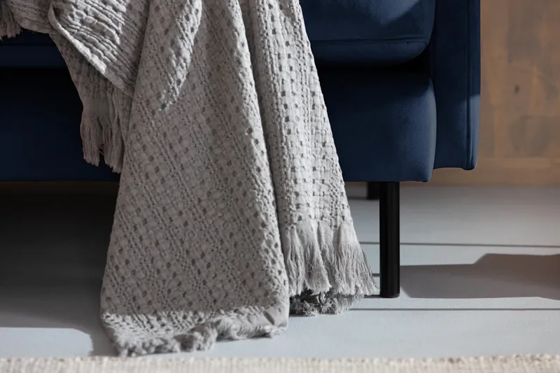 Teodin Hjørnesofa med Divan Høyre Fløyel - Blå - Møbler - Sofaer - Hjørnesofaer - Hjørnesofa med divan