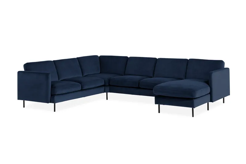Teodin Hjørnesofa med Divan Høyre Fløyel - Blå - Møbler - Sofaer - Hjørnesofaer - Hjørnesofa med divan