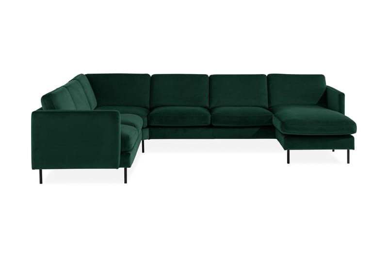 Teodin Hjørnesofa med Divan Høyre Fløyel, Grønn