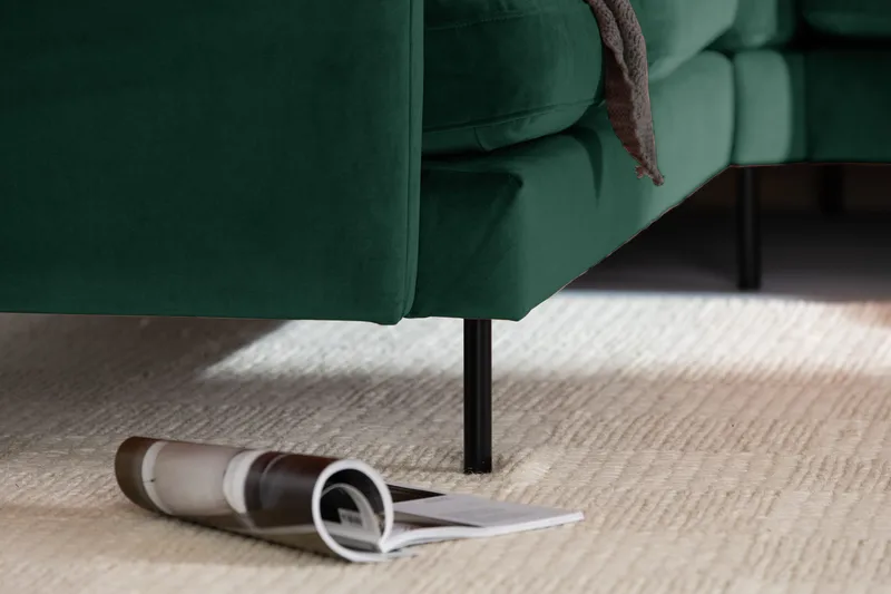 Teodin Hjørnesofa med Divan Høyre Fløyel - Grønn - Møbler - Sofaer - Hjørnesofaer - Hjørnesofa med divan