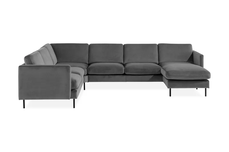 Teodin Hjørnesofa med Divan Høyre Fløyel, Lysegrå
