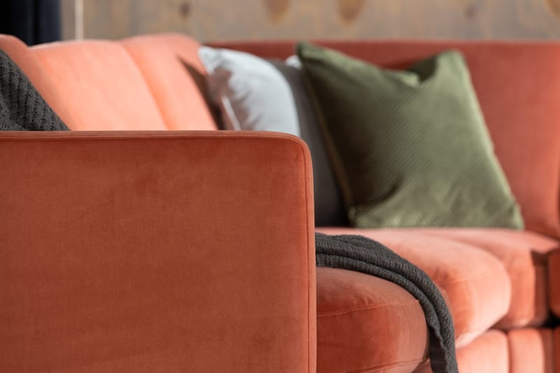 Teodin Hjørnesofa med Divan Høyre Fløyel - Rosa - Møbler - Sofaer - Hjørnesofaer - Hjørnesofa med divan