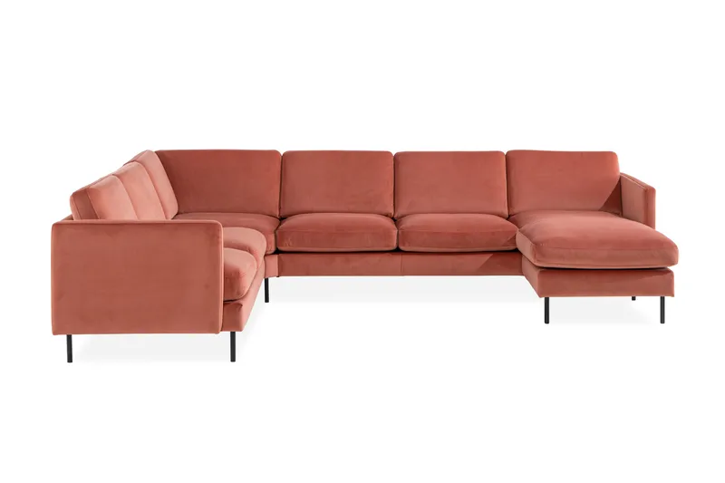 Teodin Hjørnesofa med Divan Høyre Fløyel, Rosa