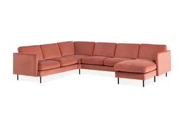 Teodin Hjørnesofa med Divan Høyre Fløyel - Rosa - Møbler - Sofaer - Hjørnesofaer - Hjørnesofa med divan